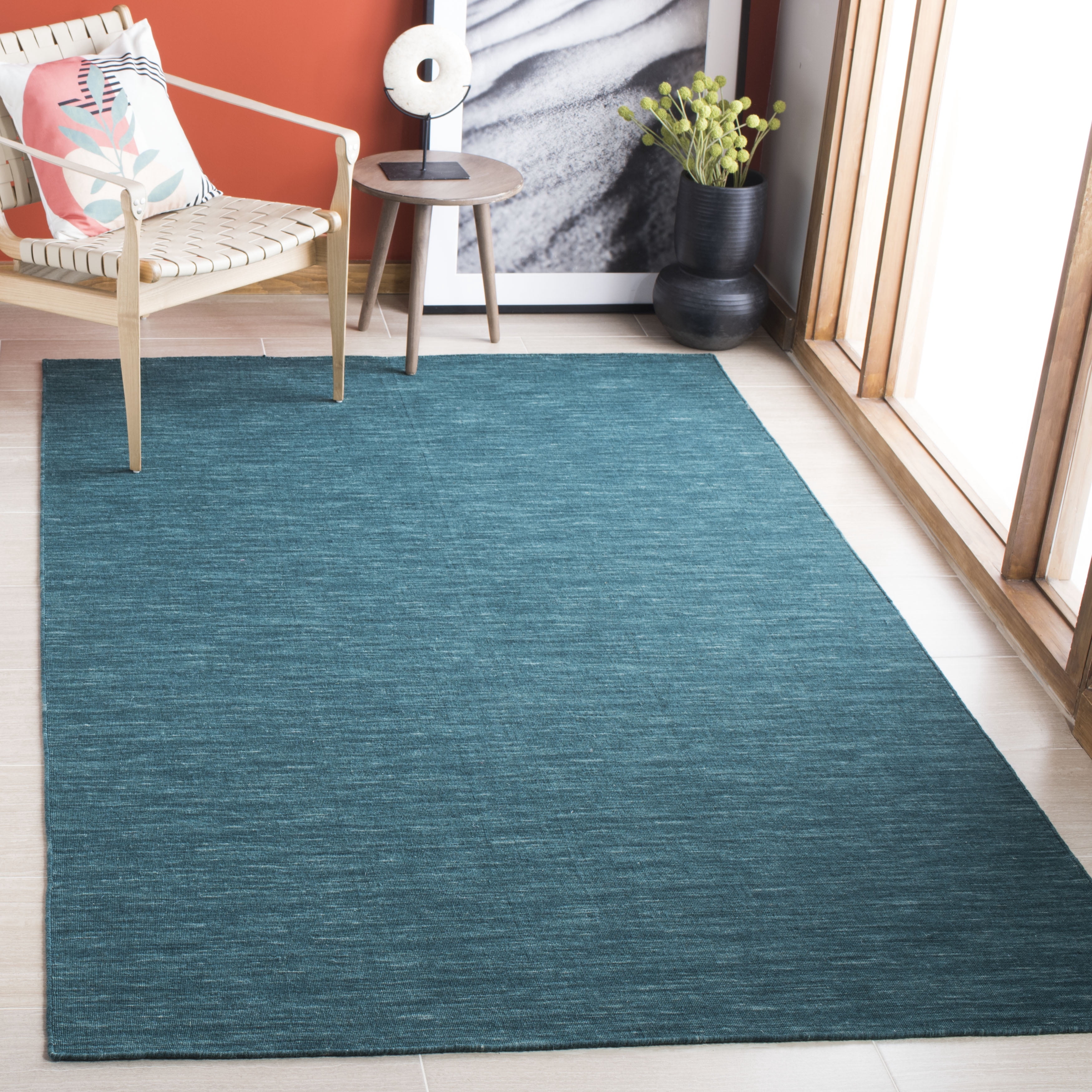 SAFAVIEH Kilim Patrick Solid Area Rug, Dark Green, 5' x 8'
