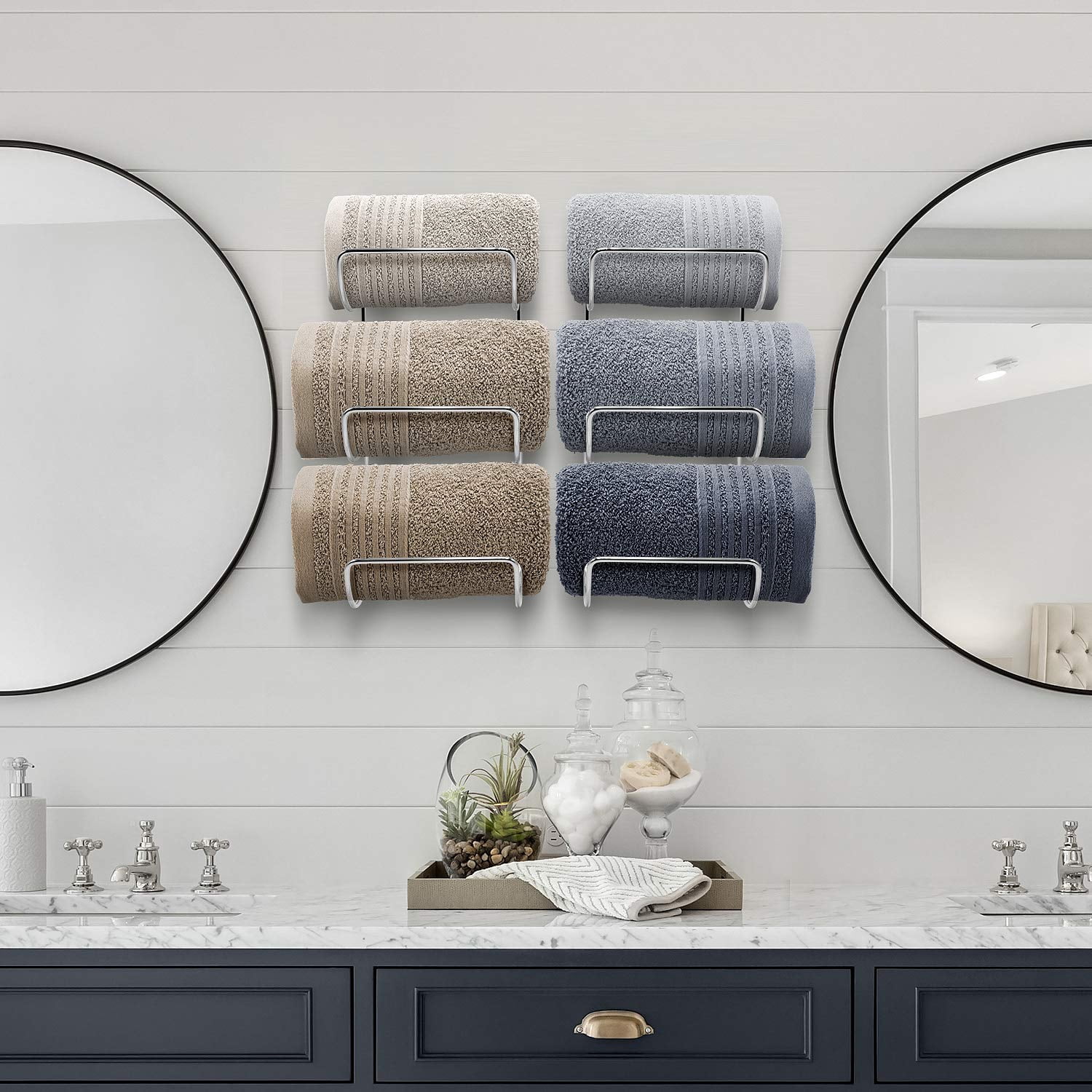Sorbus Wall Mounted Metal Towel Rack Holder for Bathroom 2-Pack (Silver)