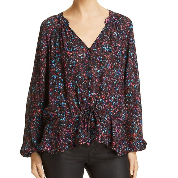 Parker Womens Floral Pullover Blouse, Black, Small