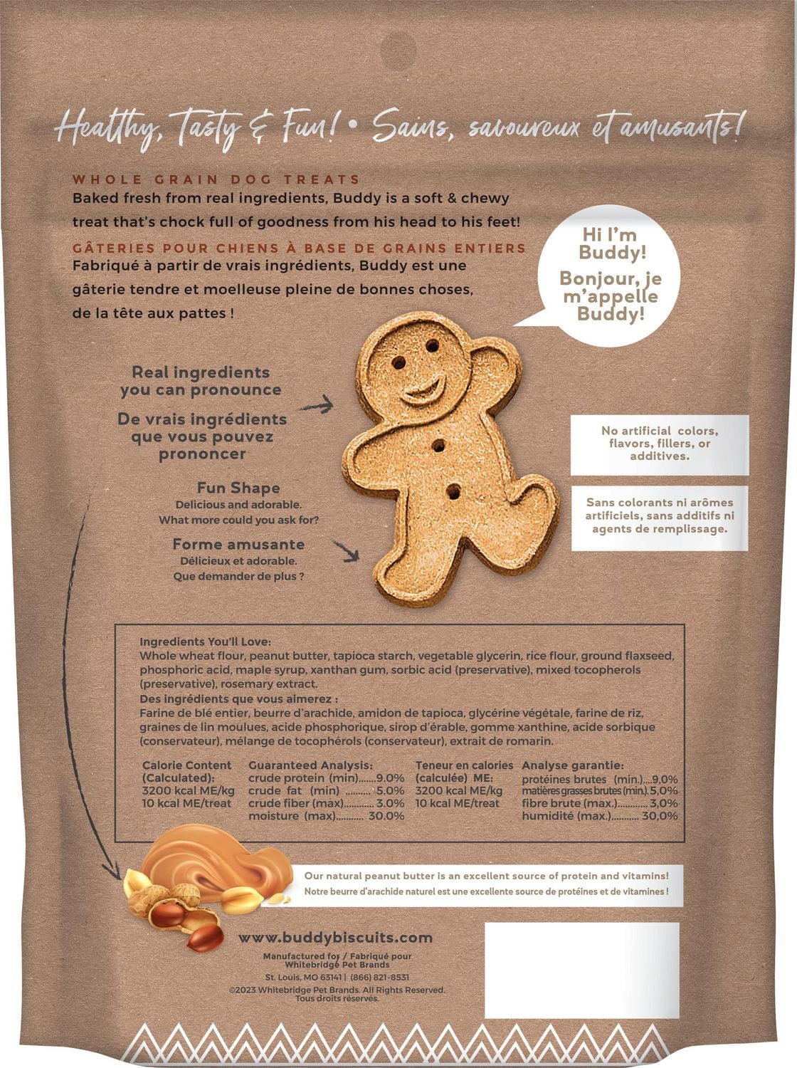 Buddy Biscuits Softies Soft & Chewy Dog Treats, Peanut Butter, 20 oz. Pouch