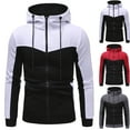 thumbnail image 3 of PMVFHDE Men's Outdoor Sports Hooded Sweatshirt and Pants Set with Patch Pocket Zipper Long Sleeve for Streetwear White,L, 3 of 7