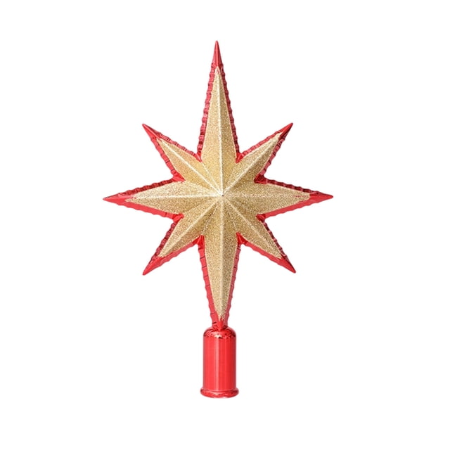 Christmas Tree Topper Star, Five Point Plastic Tree Top Star Decoration, Easy Install Holiday Treetop Ornament for Real and Artificial Trees, Lightweight Festive Home Decor