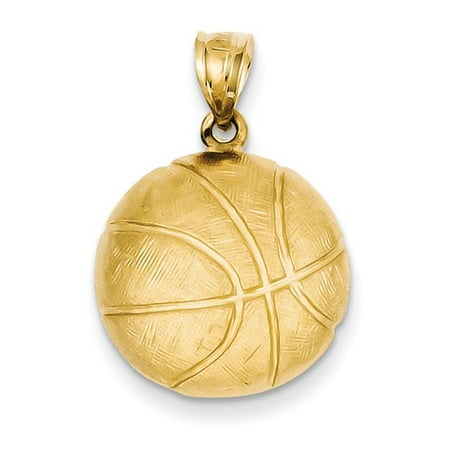 14k Yellow Gold Basketball Charm Pendant