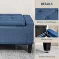 thumbnail image 4 of Storage Ottoman, Linen Upholstered Storage Bench with Lift Top and Button Tufted for Living Room, Dark Blue, 4 of 18