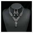 thumbnail image 2 of Hyasfey Women Necklace Earrings Set Luxury Symmetric Retro Rhinestone Hollow Out Anti-allergy Hanging Earrings Bridal Wedding Prom Anniversary Jewelry Set, 2 of 8