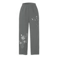 thumbnail image 3 of Pantalon Large Brodé en Coton et en Lin Décontracté pour Femmes, 3 of 4