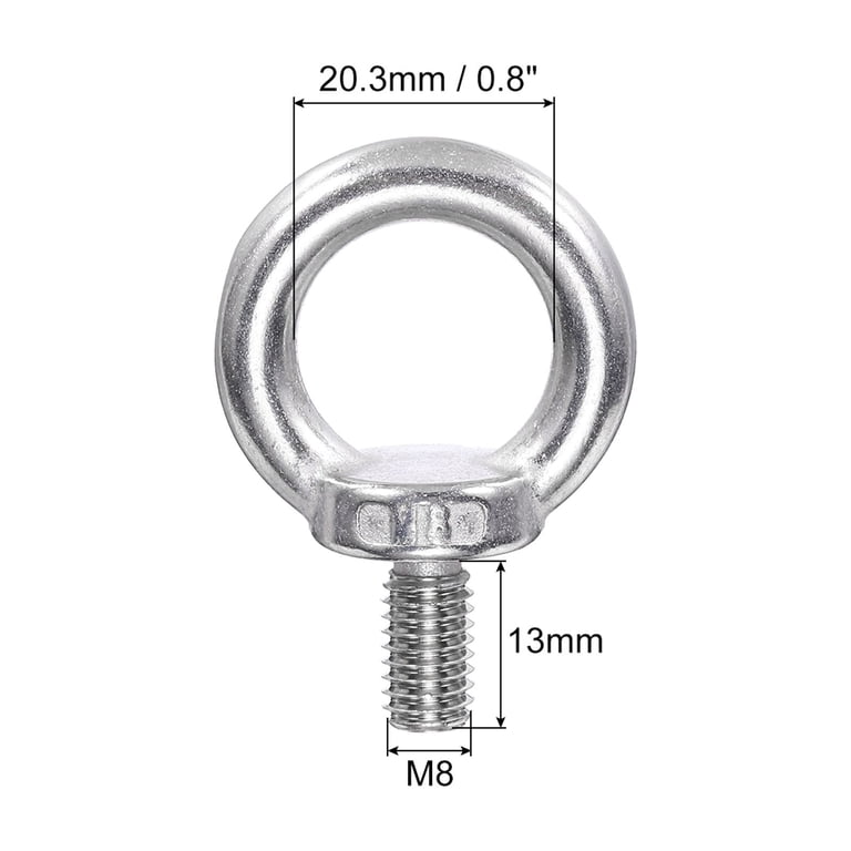 Uxcell M8 x 13mm Lifting Shoulder Eye Bolt 304 Stainless Steel