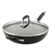 Anolon Advanced Home 12" Hard-Anodized Nonstick Deep Frying Pan with Lid, Onyx