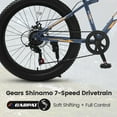 thumbnail image 3 of 24-Inch Fat Tire Bike, Shimano 7-Speed Trail & Urban Mountain Bike with Disc Brakes – Gray, 3 of 8
