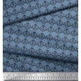 thumbnail image 3 of Soimoi Blue Cotton Duck Fabric Fleur_de_lis Damask Print Sewing Fabric Yard 56 Inch Wide, 3 of 3