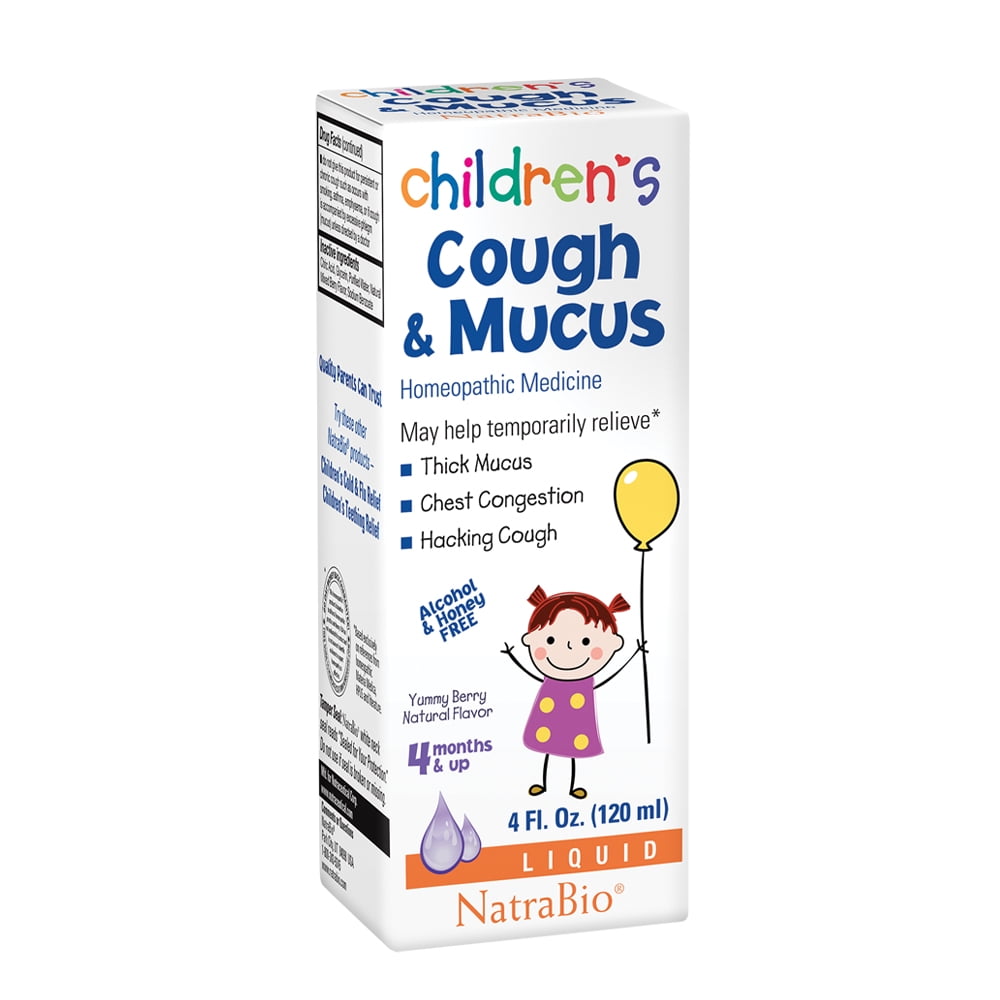 NatraBio Childrens Cough & Mucus Homeopathic Relief of Mucus, Congestion and Cough Ages 4
