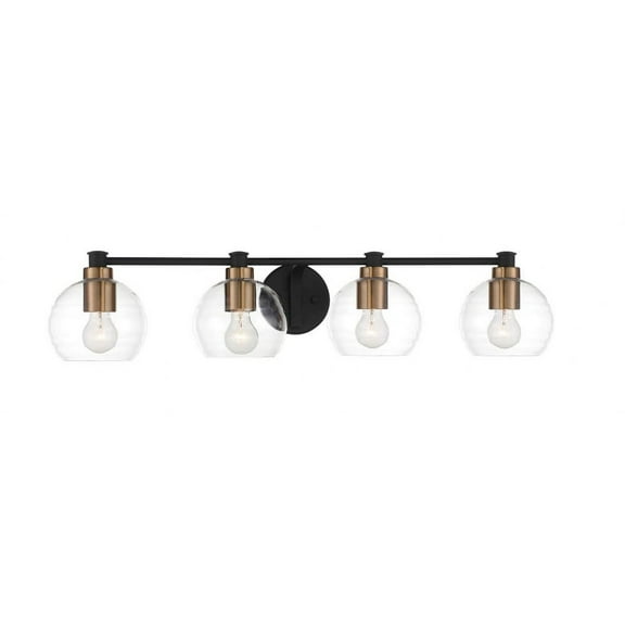 Keyport 4-Light Bathroom Vanity Light in Sand Coal With Natural Brushed Br