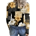 thumbnail image 4 of Iaqnaocc Womens Shirts Long Sleeve Vintage Plaid Floral Print Blouses Y2k Fashion Tees Blouses Dressy Casual Round Neck Fall Spring Tops Camel XXL, 4 of 5