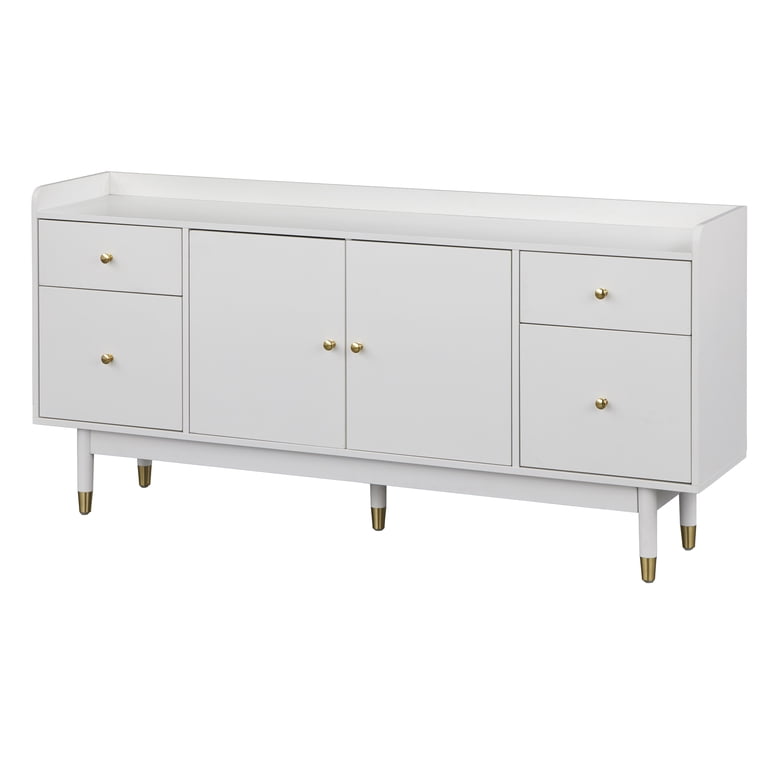 RASOO Buffet Sideboard Cabinet - 40" L X 16" W X 34" H, 2 Doors, Adjustable Shelf, Espresso/White Finish