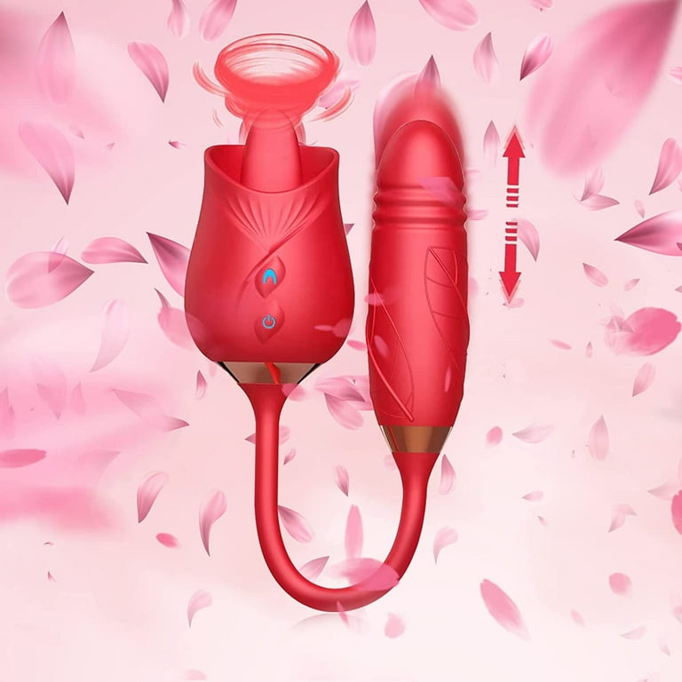 2 in 1 Rose Toy Vibrato with Thrusting Vibrating Egg for Women