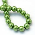 thumbnail image 4 of 1 Strand Baking Painted Pearlized Glass Pearl Round Bead Strands Green 6~7mm Hole: 1mm 145pcs/strand 31.4 inch, 4 of 4