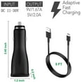 thumbnail image 3 of Fast USB C Dual-Port Car Charger with 2x Type C Cable 5ft Compatible for TCL Signa - Dual USB Rapid Adaptive Fast Car Charger - Black, 3 of 5