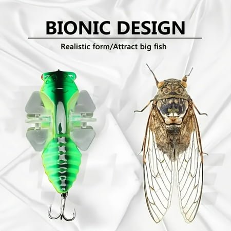 DEKAXID 4pcs Bionic Cicada Fishing Lure Topwater Hard Bait With Treble Hook Lifelike Design For Freshwater And Saltwater Fishing