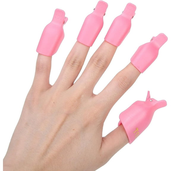 5pcs Nail Polish Remover Clips, Plastic Soak Off Cap Fingernail & Toenail Clips UV Gel Acrylic Nail Polish Remover Wrap Tool for Home and Nail Salon