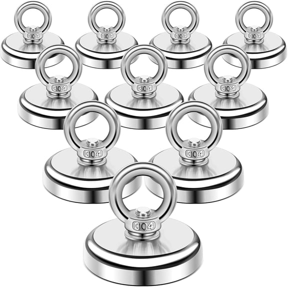 Magnetic Hooks, 100 lbs Heavy Duty Rare Earth Neodymium Magnet Hooks with Countersunk Hole Eyebolt for Workplace, Home, Kitchen, Office and Garage, 10 Packs