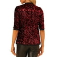 thumbnail image 3 of INSPIRE CHIC Veste Élégante à Sequins pour Femmes Ouverte devant Sans Col Décontractée Manches 3/4 Cardigan en Velours Rouge Foncé L, 3 of 6