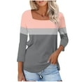 thumbnail image 3 of Women's Casual Short Sleeve V Neck Tops Shirts Blouses Solid Color Soft Tees for Daily Wear Work Office Vacation Fashion Essential Gift for Ladies | CSEONE,Gray L, 3 of 9