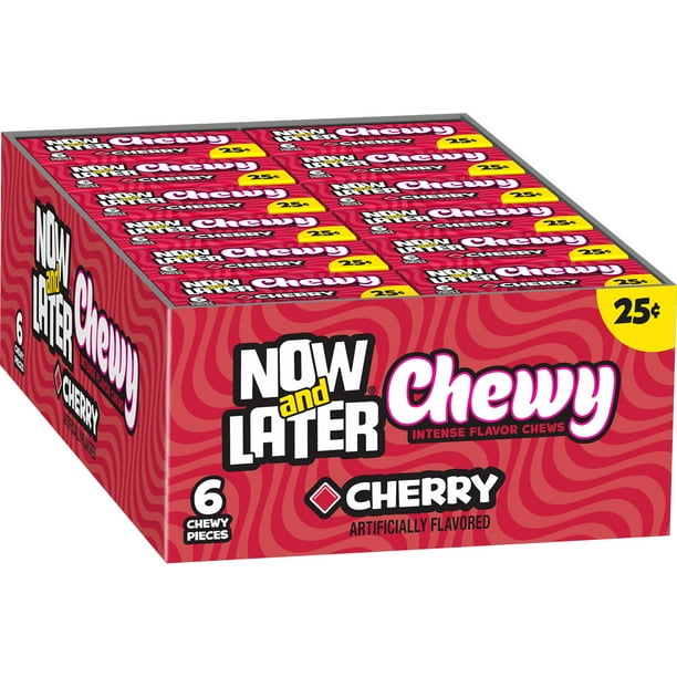 Now and Later, Cherry Chewy Intense Flavor Chews Candy Bar, 22.3 Oz ...