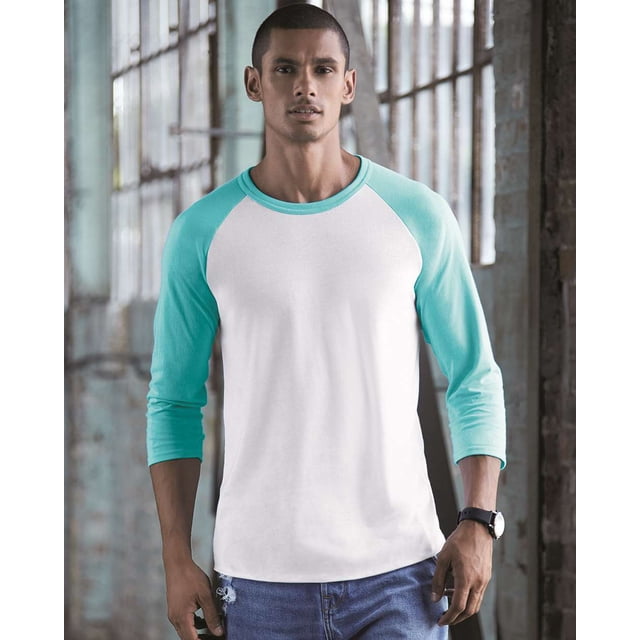 JERZEES Premium Blend Ringspun Three-Quarter Sleeve Raglan Baseball T-Shirt Size up to 3XL