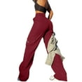 thumbnail image 7 of BRDFRL Women Cargo Pants High Waisted Casual Pants Baggy Stretchy Y2K Teen Girls Wine S, 7 of 7