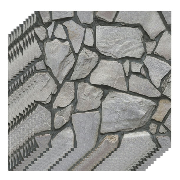 3 dimensiones de ladrillo negro resistente al agua resistente a la humedad papel tapiz autoadhesivo Tomshoo 10 piezas