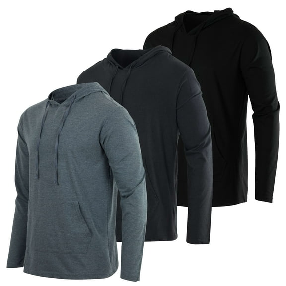 3 Pack: Men's Cotton Lightweight Casual Pullover Drawstring Hoodie With Pocket (Available In Big & Tall)