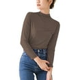 thumbnail image 4 of Brown Women's Long Sleeve T-shirt, Women'S Casual Solid Long Sleeve Fitted Turtleneck Sweater Top,Women's Long sleeve T-shirt L, 4 of 8