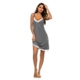 thumbnail image 4 of Women's Tank Dress Sleepwear Summer Soft Nightgown Loose Tank Sleepdress Sleeveless Sleepshirt,V-neck Lace Trim Tank Night Gown Cotton Comfy Casual Nightshirt Pajamas Dress,S-2XL Gray, 4 of 7
