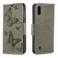 thumbnail image 3 of Allytech Galaxy A10 Case, Slim Fit PU Leather Folio Butterfly Embossed Shockproof Wrist Hand Strap Flip Cards Holder Wallet Case TPU Back Cover for Samsung Galaxy A10, Gray, 3 of 8
