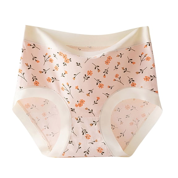 Women's Printed Cotton Underwear High-Waisted Breathable Briefs Tummy Control Full Coverage Panties