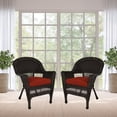 thumbnail image 3 of Jeco Chaise en Osier Couleur Espresso avec Coussin Rouge (Ensemble de 2), 3 of 10