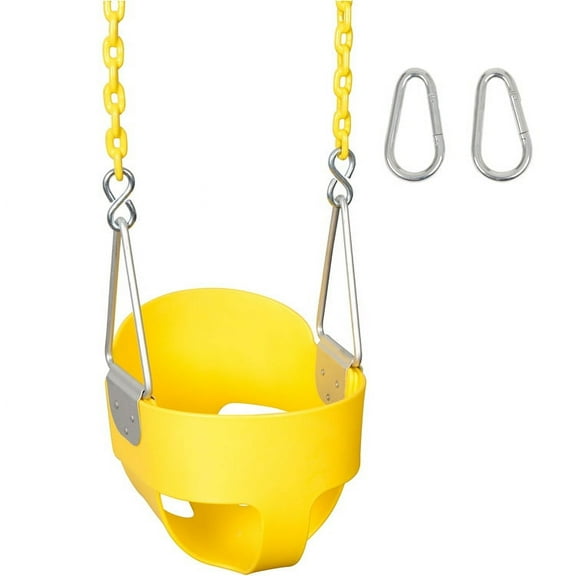 Swing Set Stuff Inc. Highback Full Bucket with 5.5 Ft. Coated Chains (Yellow)