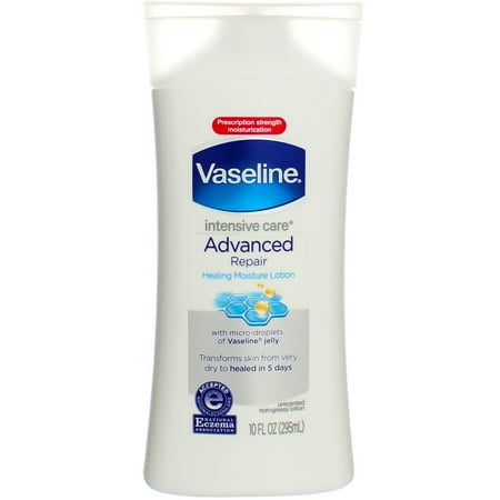 Vaseline Intensive Care Body Lotion, Advanced Repair Unscented, 10 oz