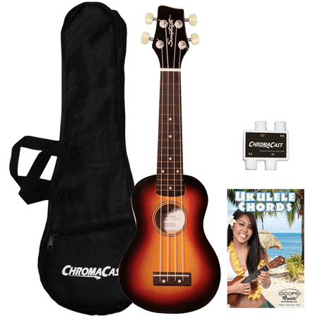 Sawtooth Basswood Soprano Ukulele, Sunburst, w/ Nylon Bag, Pitch Pipe & Quick Start Guide