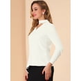 thumbnail image 4 of INSPIRE CHIC Blusas De Gasa Manga Larga Camisa De Oficina Trabajo Cuello Gargantilla Encaje Elegante Para Mujer Blanco L, 4 of 6