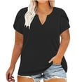 thumbnail image 3 of Feancey Women's Plus Size Tshirts Loose Fit V Neck Petal Sleeve Tops Summer Casual Business Work Blouse Dressy Trendy Going Out Tunics Black XL, 3 of 7