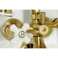 thumbnail image 4 of Kingston Brass KS225PXSB Kingston Three-Handle 2-Hole Tub Wall Mount Clawfoot Tub Faucet with Hand Shower in Brushed Brass, 4 of 7