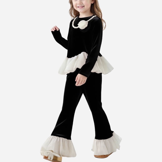 Cowsor Little Girls Outfits 2 Piece Toddler Long Sleeve Sweatshirt Leggings Pants Clothing Set