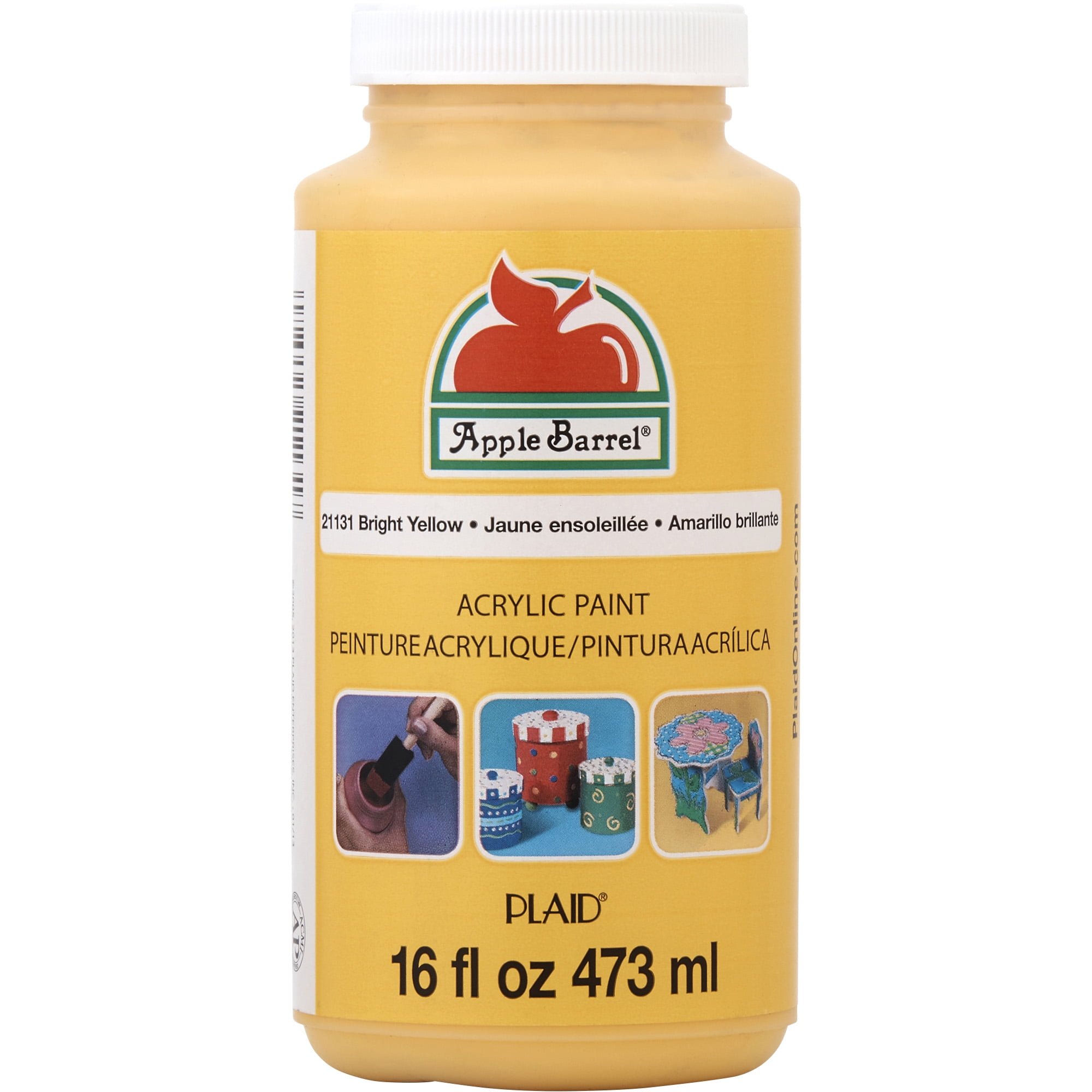 Apple Barrel 21131E Acrylic Craft Paint, Matte Finish, Bright Yellow