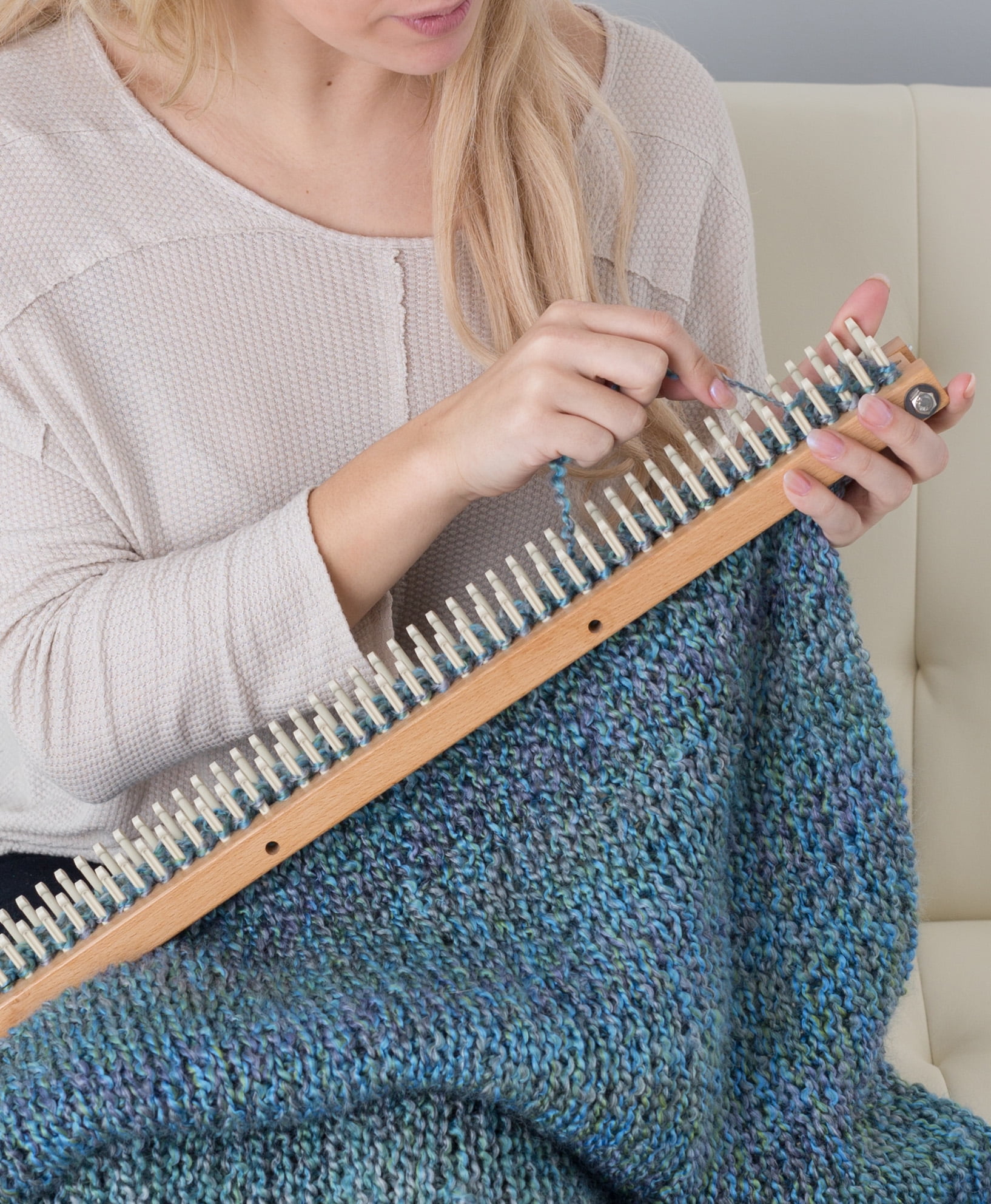 Authentic Knitting Board 28" Knitting Loom Board, 168 Pegs, Wood Adjustable Knitting Loom