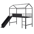thumbnail image 5 of Tcbosik Twin Size Loft Bed with Slide and 2-Sided Writable Blackboard, House Shaped Bed Frame, Metal Slats Support, Black, 5 of 10
