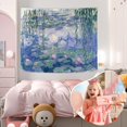 thumbnail image 4 of Gojian Monet Waterlily Wall Tapestry, Green Floral Plant Art for Bedroom Girls Boys, Small Nature Flower Pond Wall Hanging, Watercolor Tapestries for Living Room Dorm Decor, 4 of 6