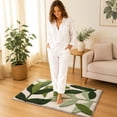 thumbnail image 6 of Tufted Bath Mat, Green Leaf Patterned Soft Absorbent Rugs with Non-Slip Rubber Backing for Front Door Bathroom Kitchen, 6 of 7