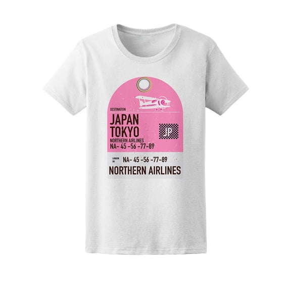 Japan Tokyo Airline Ticket T-Shirt Women -Image by Shutterstock, Female Medium