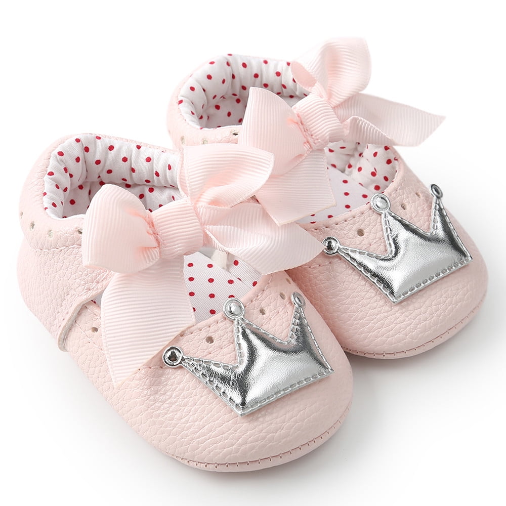 New Newborn Toddler Baby Girls Crown Princess Shoes Soft Sole Anti-slip Sneakers